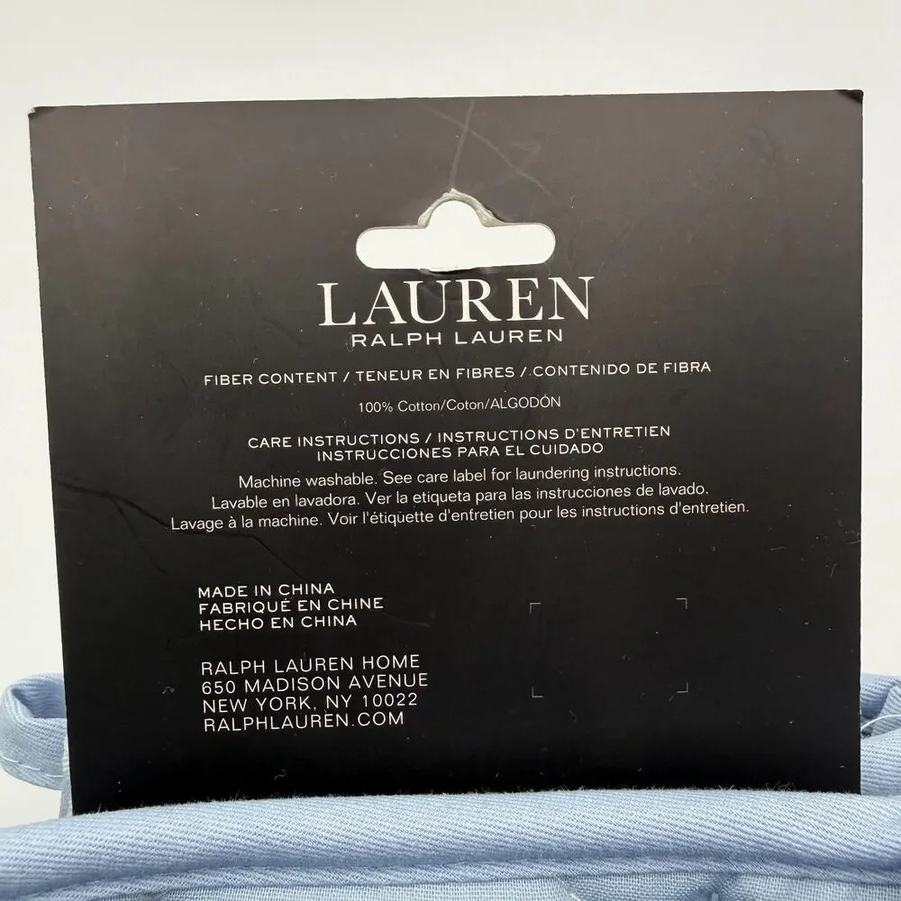 Lauren Ralph Lauren Set of 2 Mini Mitts Oven Mitt Light Blue White Gingham NWT